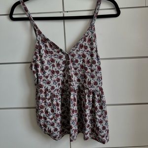 American Eagle floral tank top in color grey and purple flowers in a size M